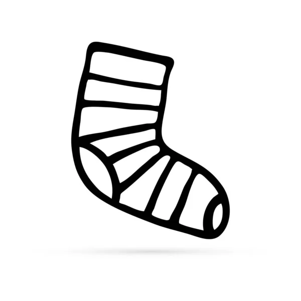 Doodle Sock Ikon Handritning Vektor Illustration — Stock vektor