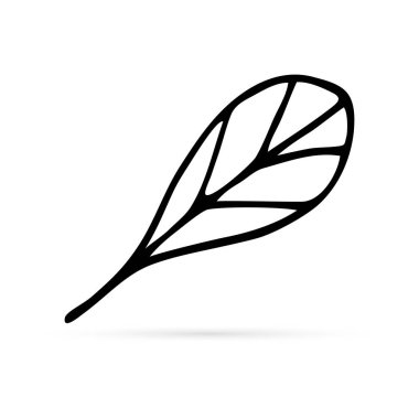 Doğrusal yaprak simgesi, logo. Bahar, yaz ya da sonbahar sembolü. Doodle vektör illüstrasyonu.