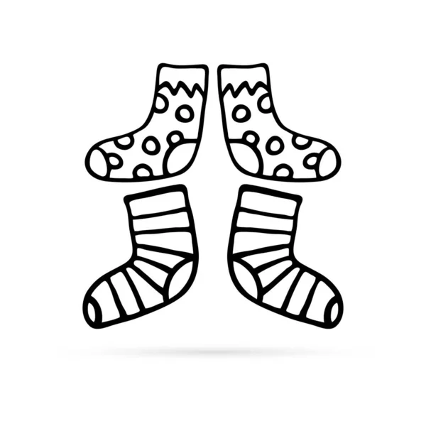Doodle Sock Ikon Handritning Vektor Illustration — Stock vektor