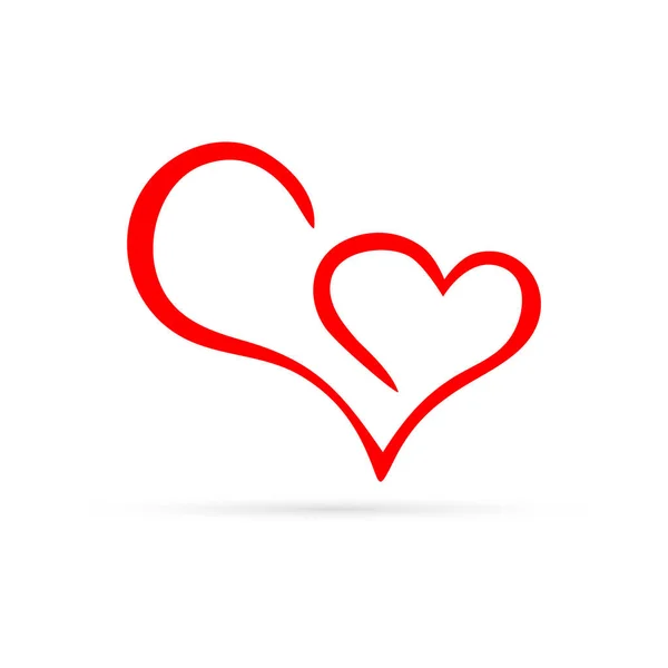 doğrusal kırmızı kalp, el çizim simgesi, karalama stili, vektör illüstrasyonu