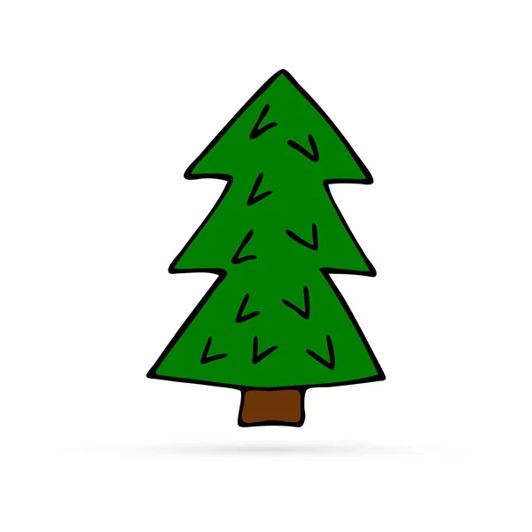 Doodle Tree Icon Christmas Line Art Hand Drawing Vector Illustration — ストックベクタ