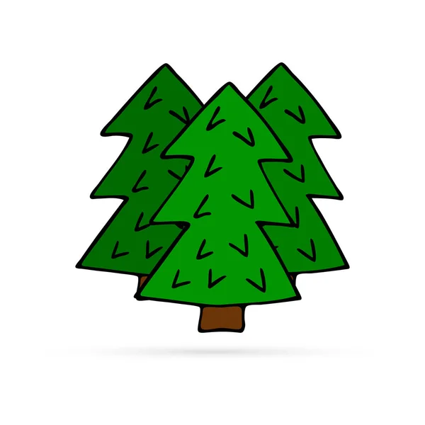 Doodle Χριστουγεννιάτικο Δέντρο Εικονίδιο Χέρι Σχέδιο Γραμμή Τέχνης Παιδιά Διανυσματική — Διανυσματικό Αρχείο
