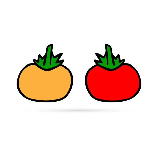 Doodle Persimmon Tomato Kids Hand Drawing Vector Illustration — Stock Vector