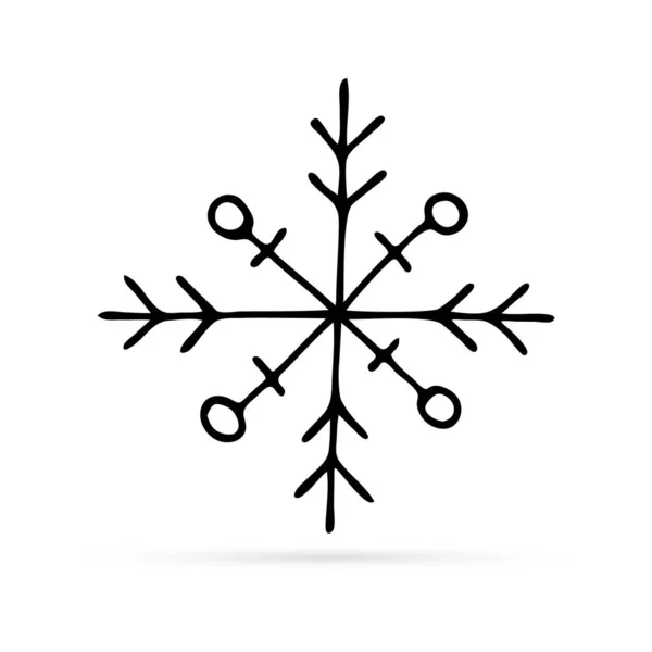 Doodle Snowflake Icon Kids Christmas Winter Emblem Stencil Scantling Design — Stock Vector