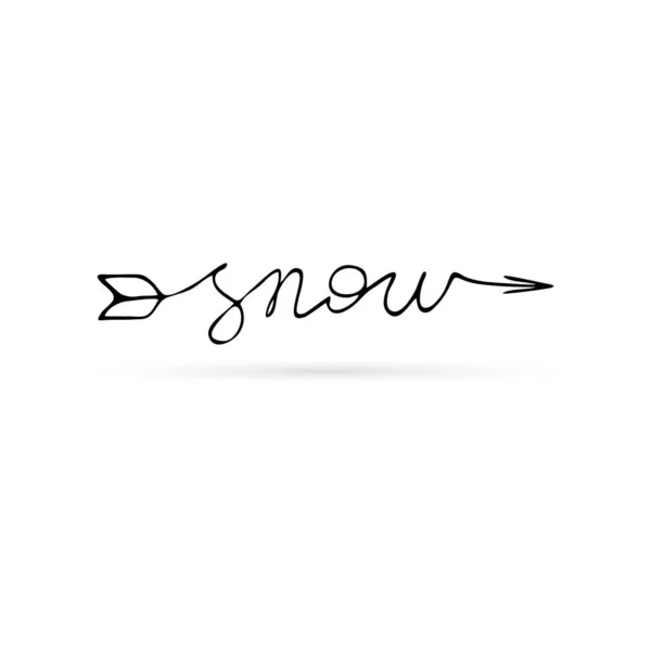 Стрілка Написом Сніг Каракулі Текст Малюнок Рук Векторні Ілюстрації — стоковий вектор