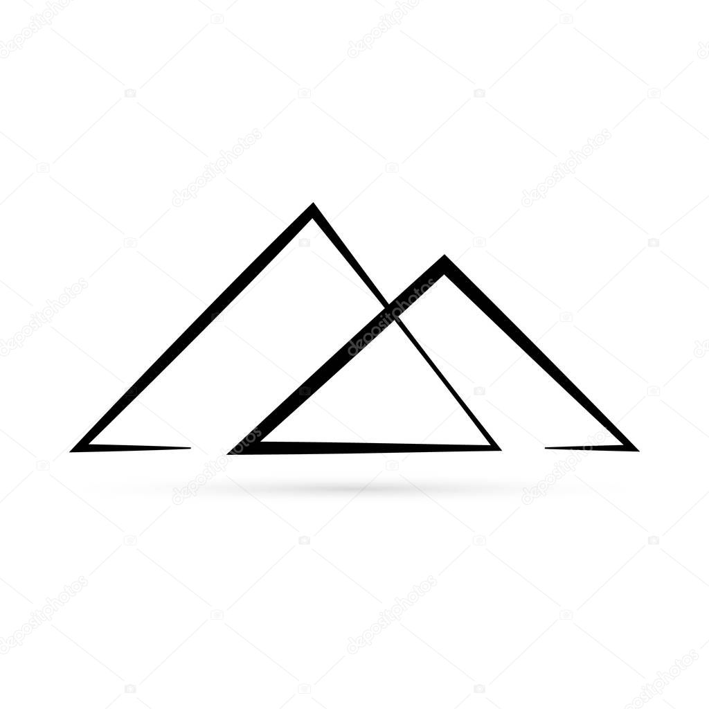 Top of mountain. Mountains, rocks and peaks icon. Vector illustration. Logo design elements.
