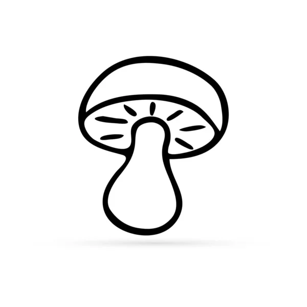 Doodle Mushroom Icon Vegetable Healthy Food Kids Hand Drawing Vector — Stock Vector