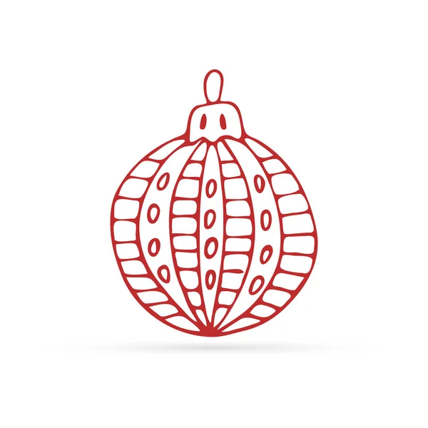 Doodle Christmas Ball Icon Kids Hand Draw Sketch Greeting Vector — 스톡 벡터