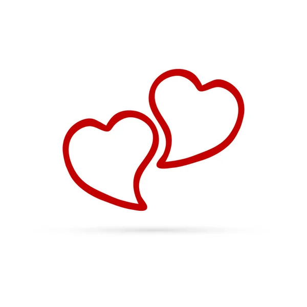 Linear Red Heart Hand Drawing Icon Doodle Stile Vector Illustration — Stock Vector