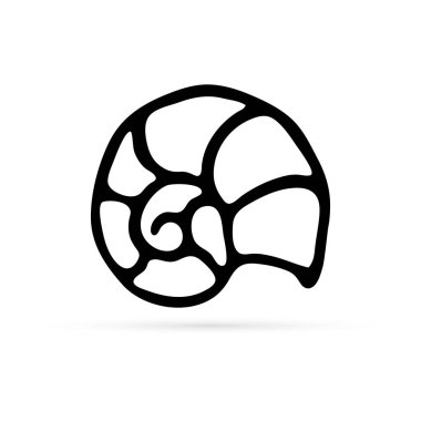 Karalama kabuklu deniz hayvanları ikonu, çocukların el çizimi, vektör çizimi