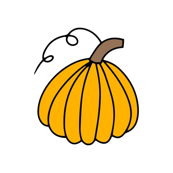 Dessin Main Icône Citrouille Doodle Isolé Sur Blanc Symbole Halloween — Image vectorielle