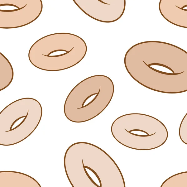 Doodle Donut Motif Sans Couture Isolé Sur Blanc Art Ligne — Image vectorielle