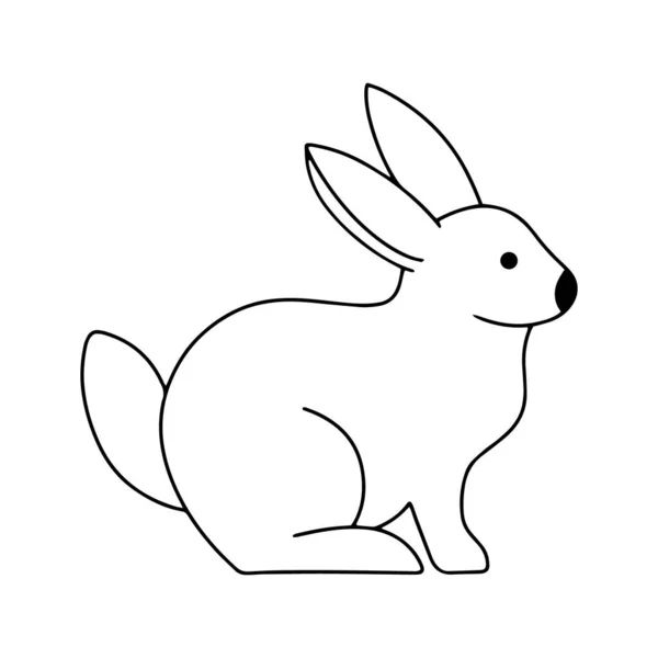 Doodle Icône Lapin Isolé Sur Blanc Décrivez Ligne Art Dessin — Image vectorielle