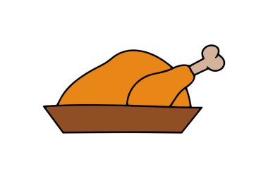 Yemek ikonu beyaz, karalama şükran günü sembolü çocukların el çizimi sanatı, vektör illüstrasyonu. EPS 10