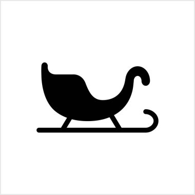 Stencil Noel Baba kızağı beyaza izole edilmiş. Noel sembolü. Kış ikonu. Vektör hisse senedi çizimi. EPS 10