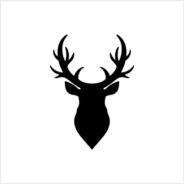 Elk Hoofd Icoon Model Logo Ontwerp Zwart Vectorsilhouet Van Hertenkop — Stockvector