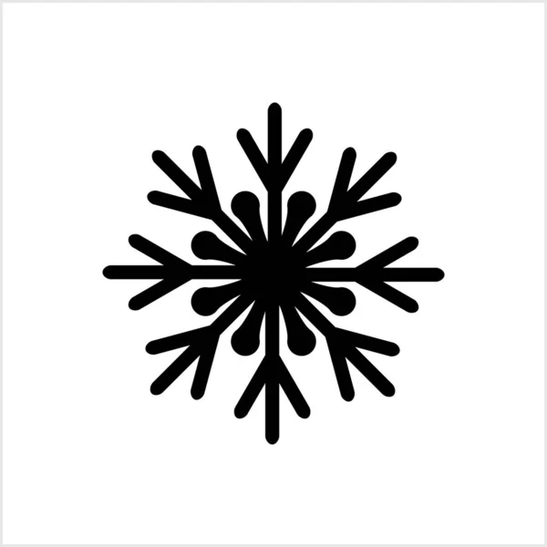 Ícone Floco Neve Preto Branco Natal Emblema Inverno Estêncil Design — Vetor de Stock