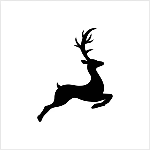 Pochoir Wapiti Isolé Sur Blanc Modèle Logo Design Silhouette Noire — Image vectorielle