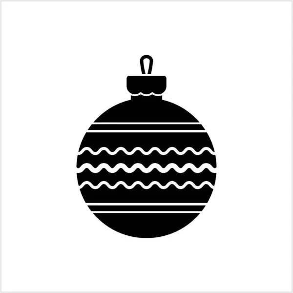 Doodle Christmas Ball Icon Isolated White Stencil Vector Stock Illustration — Stock Vector