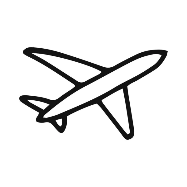 Doodle Uçak Simgesi Beyaza Izole Edildi Çizimi Sanatı Taslak Vektör — Stok Vektör
