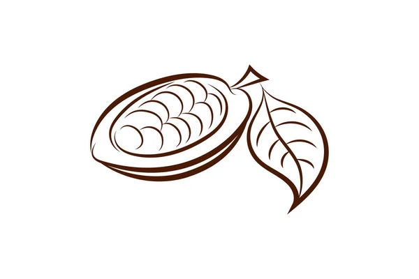 白い葉のアイコンが隔離されたココアをドールします 手描き線画 チョコレート食品 スケッチベクターストックイラスト Eps — ストックベクタ