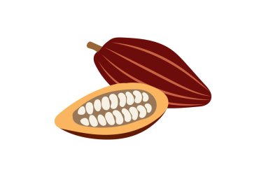 Kakao ikonu beyaza izole edilmiş. Çikolata yiyecekler. Vektör hisse senedi çizimi. EPS 10