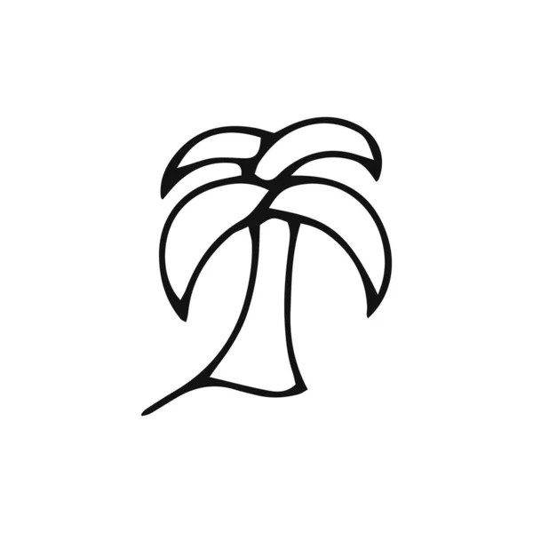 Icona Della Palma Doodle Isolata Sul Bianco Simbolo Vacanza Estiva — Vettoriale Stock
