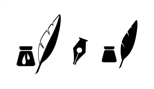 Pióro Szkolnego Zestawu Ikona Izolowana Białym Symbol Biznesu Ilustracja Wektora — Wektor stockowy