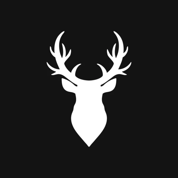 頭のアイコンだ テンプレートロゴデザイン 角のある鹿の頭のベクトルシルエット クリスマスのシンボル ベクトルイラスト Eps — ストックベクタ