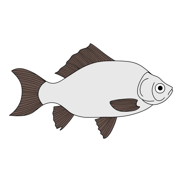 Karabatak Ikonu Beyaza Izole Edilmiş Deniz Ürünleri Logo Çizimi Çizimi — Stok Vektör