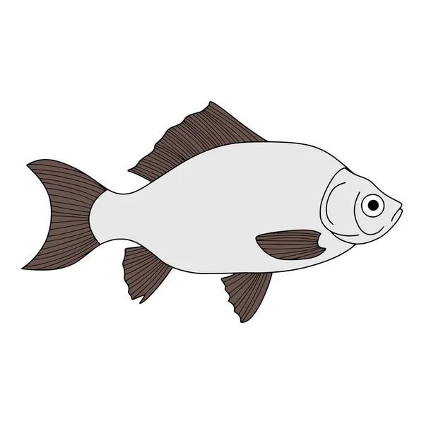 Doodle Icono Pescado Aislado Blanco Mariscos Logo Línea Arte Dibujo — Archivo Imágenes Vectoriales