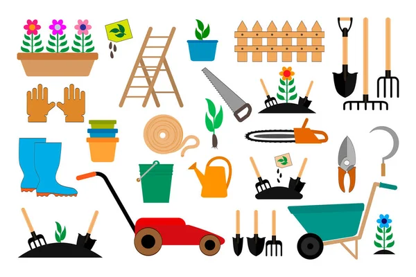 Gardening Equipment Icon Isolated White Garden Symbol Vector Stock Illustration — Stock Vector