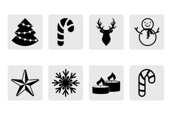 Set Christmas Stencil Collection Icons Deer Candle Sweet Etc Vector — Stock Vector