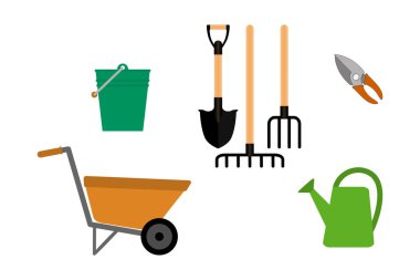 Bahçe malzemeleri ikonu beyaza izole edilmiş. Bahçe sembolü Vektör hisse senedi çizimi. EPS 10