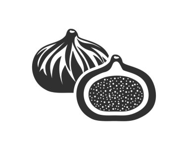 Beyaz üzerine izole edilmiş incir ikonu. Stencil meyve. Vektör hisse senedi çizimi. EPS 10