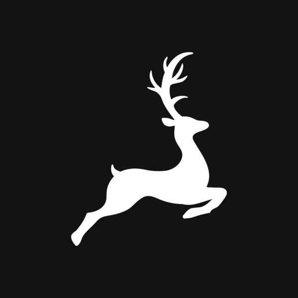 Stencil Elk Xmas Icon Template Logo Design Black Silhouette Christmas — Stock Vector