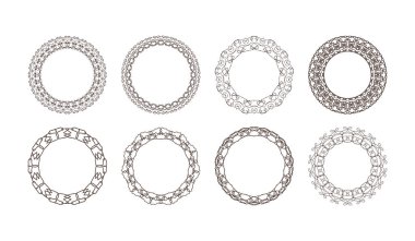 Taslak çerçeve beyaz üzerine izole edildi. Boyama sınırı. Vektör enerjisi. Çizgilerin kesiştiği yer. Çizgiyi aşmak. Kesişen daireler. EPS 10