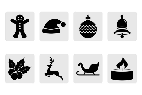 Noel şablonu seti. Simge koleksiyonu. Geyik, noel balosu, kızak, zil, mum vs. Vektör hisse senedi yanılsaması. EPS 10