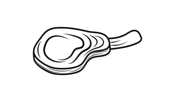 Ícone Bife Esboço Isolado Branco Comida Estêncil Desenho Ilustração Estoque — Vetor de Stock