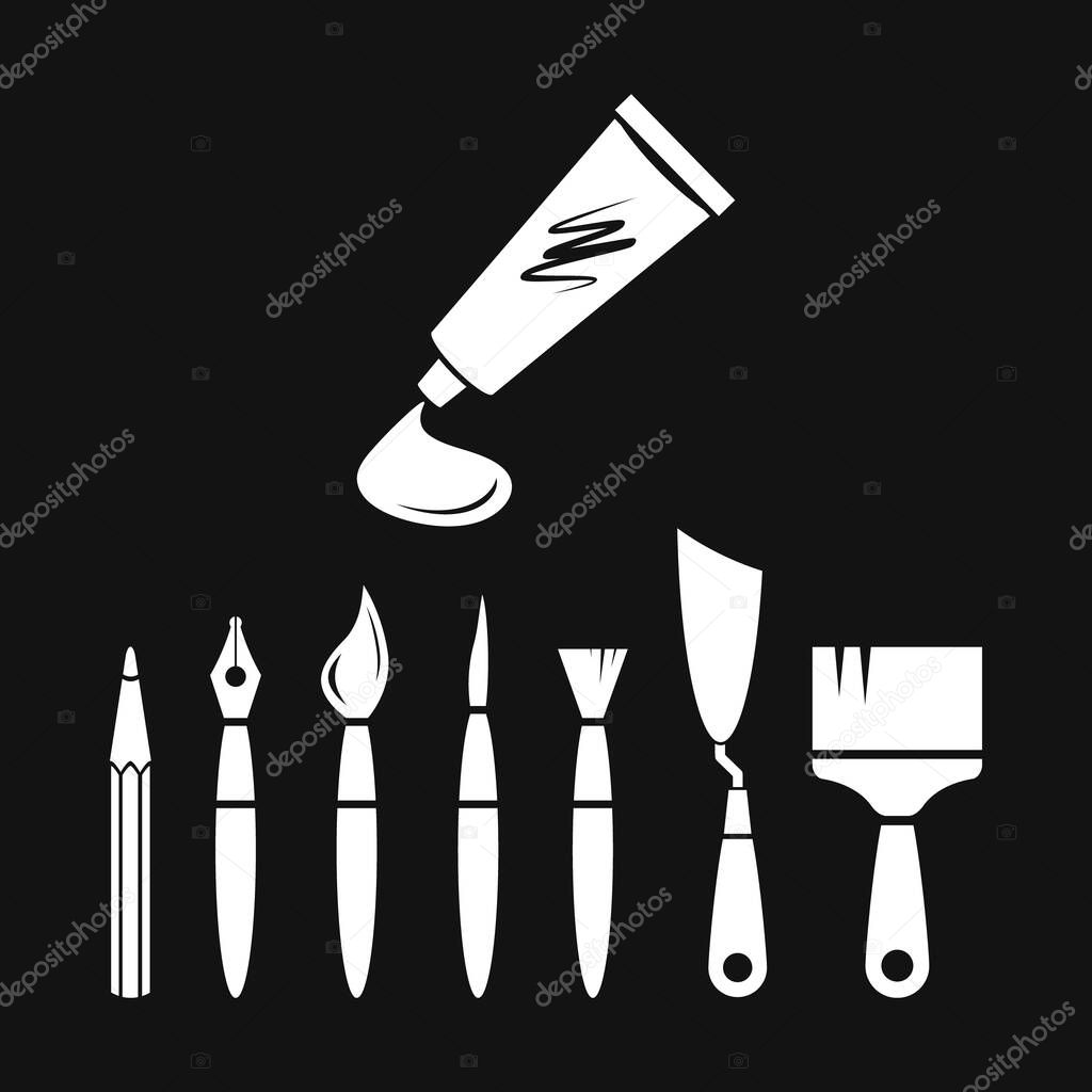 Set art icons. Stencil collection for school etc. Vector stock illustration. EPS 10