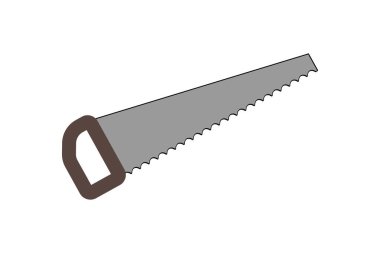 Bahçe malzemeleri ikonu beyaza izole edilmiş. Bahçe testeresi. Vektör hisse senedi çizimi. EPS 10