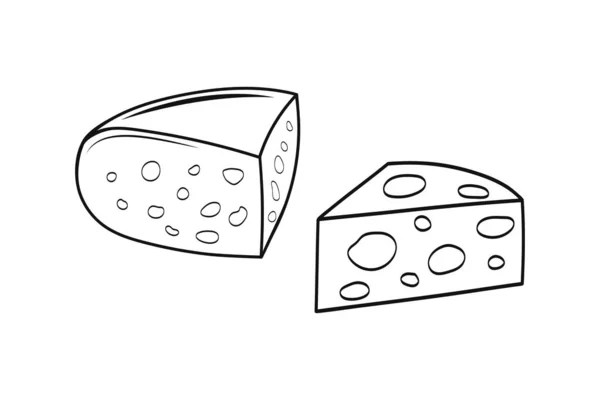 Icône Fromage Isolé Sur Blanc Nourriture Pochoir Illustration Vectorielle Croquis — Image vectorielle