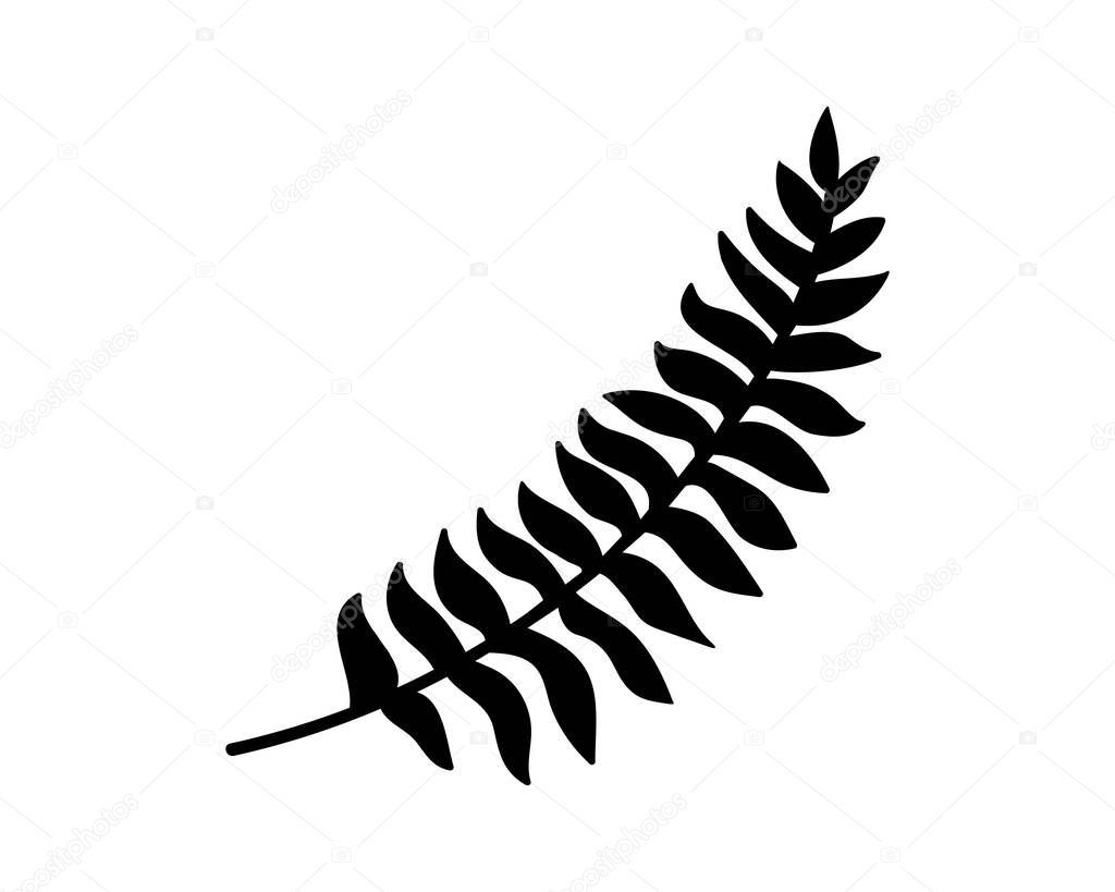 Doodle fern icon isolated on white. Stencil plant. Leaf vector stock illustration. EPS 10