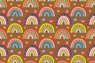 Kalpli Boho gökkuşağı. Vektör hisse senedi çizimi. EPS 10