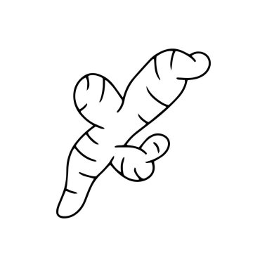 Zencefil ikonu beyaza izole edilmiş. Çocuk el çizimi sanatı. Sayfa boyama kitabı. Taslak vektör stok çizimi. EPS 10