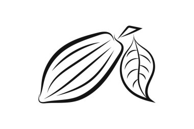 Kakao ikonu beyaza izole edilmiş. El çizimi sanatı. Çikolata yiyecekler. Taslak vektör stok çizimi. EPS 10