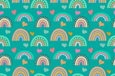 Kalpli Boho gökkuşağı. Vektör hisse senedi çizimi. EPS 10