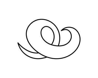 Beyaz üzerine izole edilmiş halat simgesi. Dekor için karalama girdabı veya dalga elementi. El çizimi çizimi. Taslak vektör stok çizimi. EPS 10