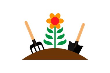 Doodle gardening icon isolated on white. Vector stock illustration. EPS 10 clipart