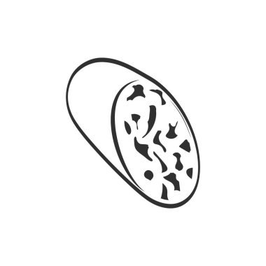 Beyaz üzerine izole edilmiş sosis ikonu. Fast food taslağı çiz. Taslak vektör stok çizimi. EPS 10